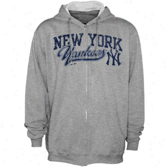 Majestic New York Yankees Ladies Ash Beautt Full Zip Hoodie Sweatshirt