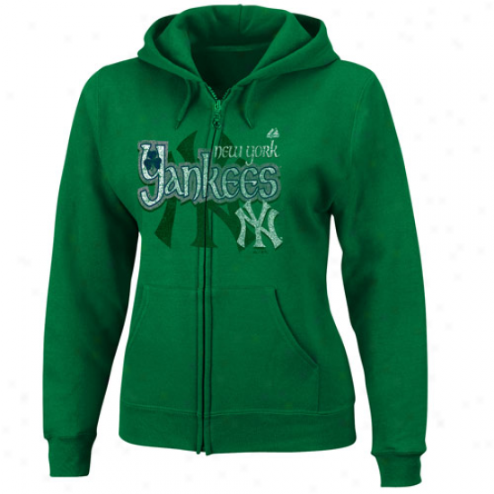 Splendid New York Yankees Ladies Kelly Green Celtic Catch Full Zip Hoody Sweatshirt