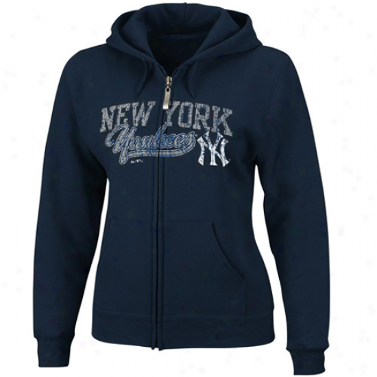 Majestic New York Yankees Ladies Navy Blue Beauty Full Zip Hoody