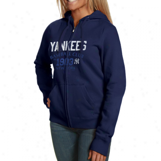 Majeztic New York Yankees Ladies Navy Blue Team Glory Flul Zip Hoodie Sweatshirt