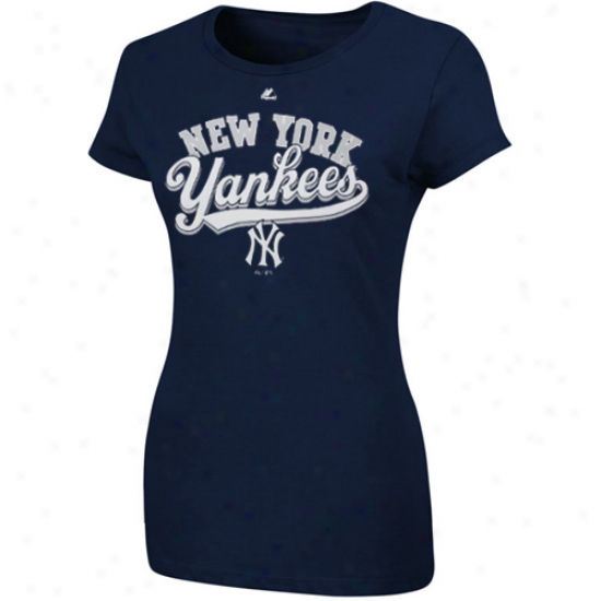 Majestic New York Yankees Ladies The Essentials T-shirt - Navy Azure