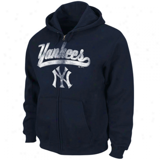 Majestic New York Yankees Navy Blue Biv Club Full Zip Hoody Jacket