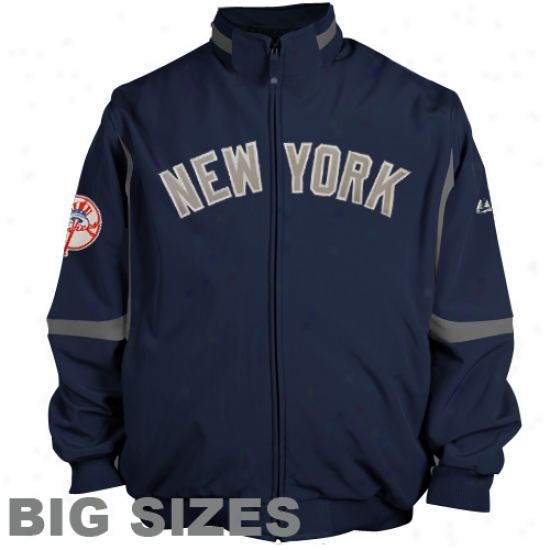Majestic New York Yankees Navy Blue Big Sizes Triple Peak Full Zip Performance Jacket