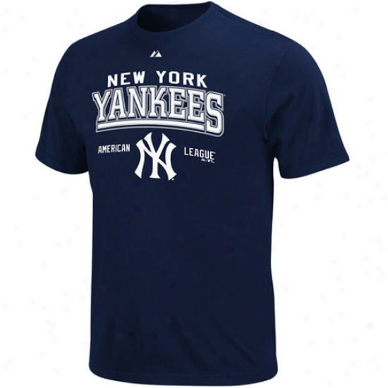 Majestic New York Yankees Ships Blue Built Bequest T-shirt