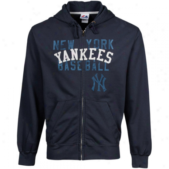 Majestic New York Yankees Navy Blue Fiery Fastball Full Zip Hoodie Sweatshirt