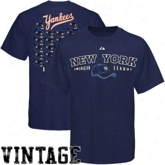 Majestic New York Yankees Navy Blue Nostalgia Vintave T-shirt