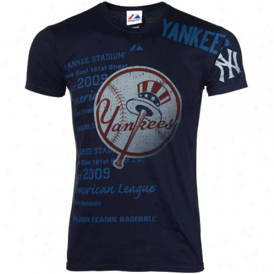 Majestic New York Yankees Navy Blue Ricochet T-shirt