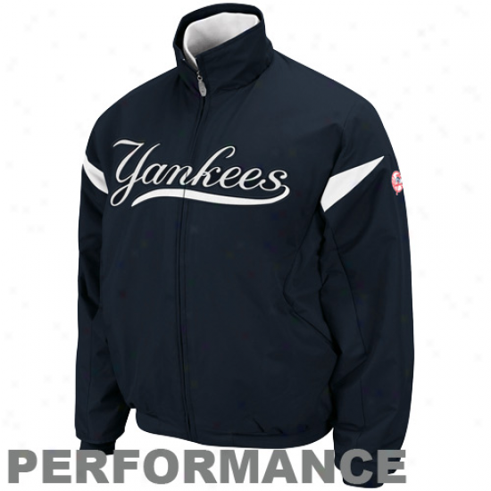 Majestic New York Yankees Navy Blue-white Therma Base Triple Peak Premier Full Zip Jacket