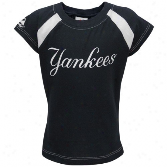 Majestic New York Yankees Preschool Girls Navy Blue Team Logo T-shirt