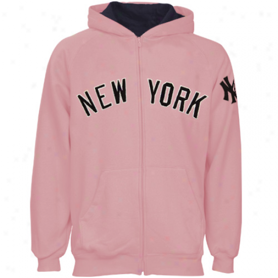 Majestic New York Yankees Prescchool Girls Pink Full Zip Hoody Sweatshirt