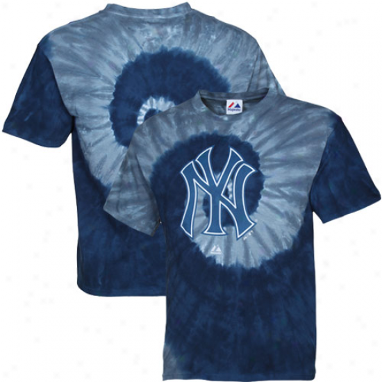 Majestic New York Yankees Spiral Tie-dye T-shirt - Navy Blue