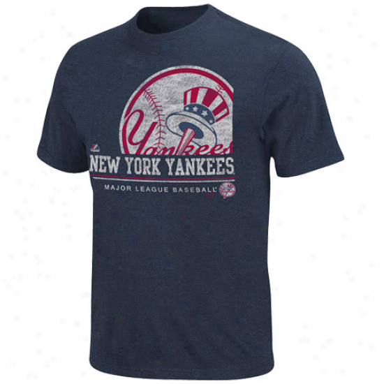 Majestic New York Yankees Submariner Heathered T-shirt - Navy Blue