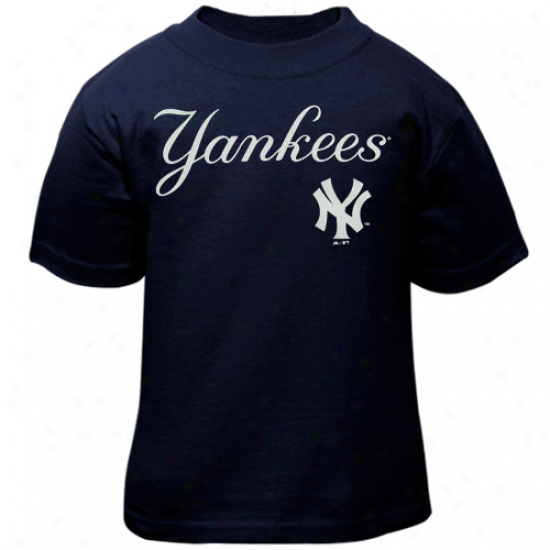 Majestic New York Yankees Toddler Wordmark T-shirt - Navy Blue