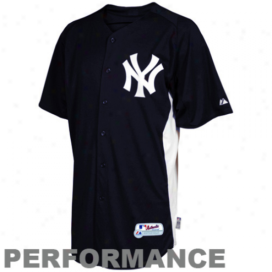 Majestic New York Yankees Youth Batting Practice Performance Jersey - Navy Blue-white