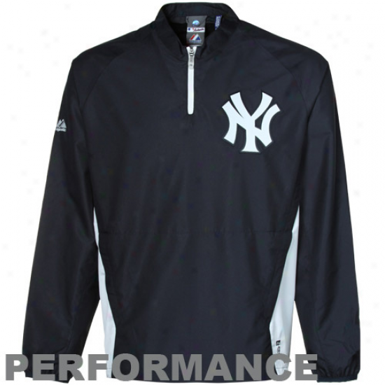 Majestic Recent York Yankees Youth Navy Blue Triple Peak Gamer Performance Quarter Zip Pullover Jacket