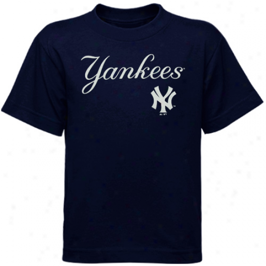 Majestic New York Yankees Youth Wordmark T-shirt - Navy Blue