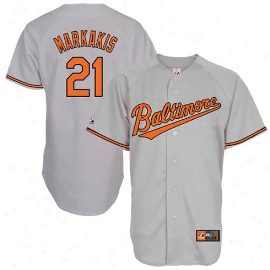 Majestic Nick Markakis Baltimore Orioles Replica Jersey-#21 Gray