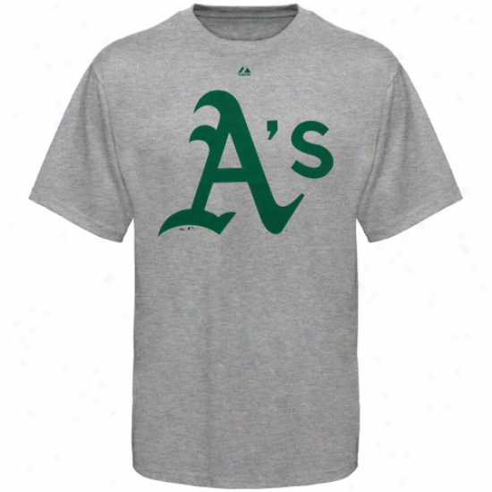 Majestic Oakland Athletics Ash Soft Density Official Logo T-shirt