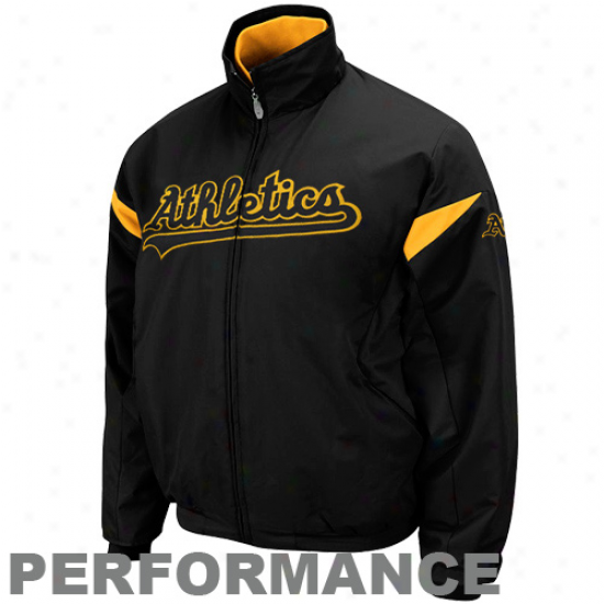 Majestic Oakland Athletics Black Therma Base Triple Peak Premier Full Zp Jacket