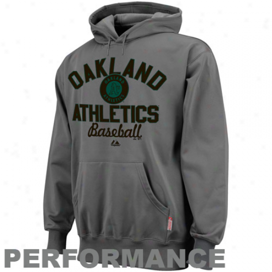 Majestic Oakland Athletics Charcoal Sharp Game Acting Pullover Hoodie Sweatshirt