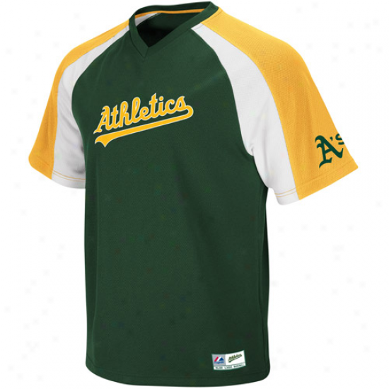 Majestic Oakland Athletics Crusader Pullover Jersey - Green-gold