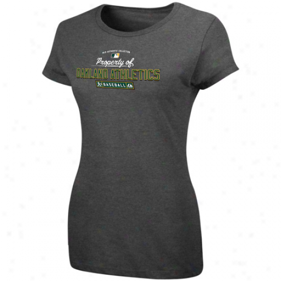 Majestic Oakland Athl3tics Ladies Charcoal Prperty Of T-shirt