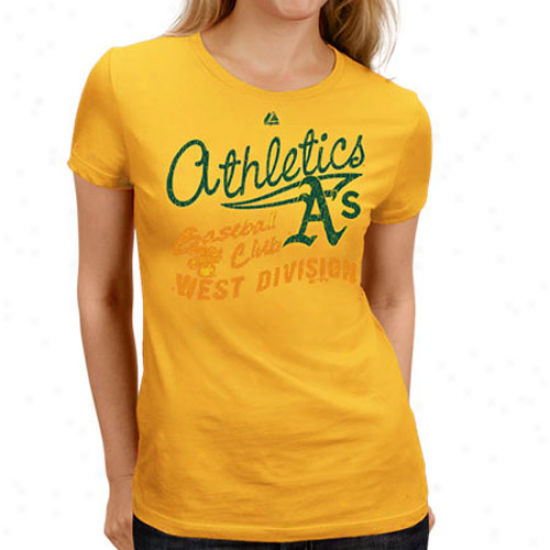 Majestic OaklandA thletics Ladies Gold Firestorm T-shirt