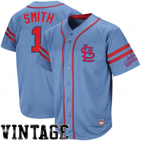 Majestic Ozzie Smith St. Louis Cardinals Throwback Heater Jersey - Light Blue