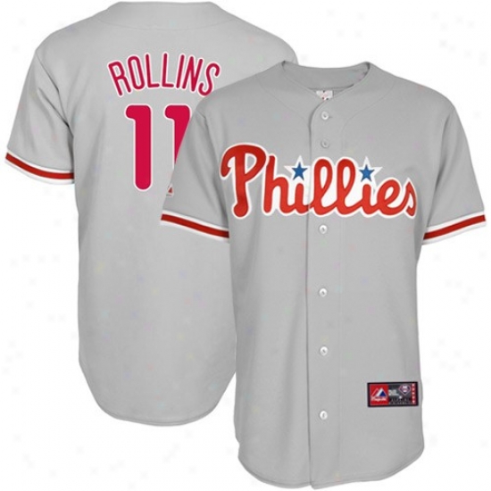 Majestic Philadelphia Phillies #11 Jimmh Rillins Gray Replica Player Baseball Jersey