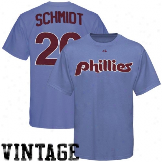 Majestic Philadelphia Phillies #20 iMke Schmidt Light Blue Cooperstown Vintage Pro Applique T-shirt