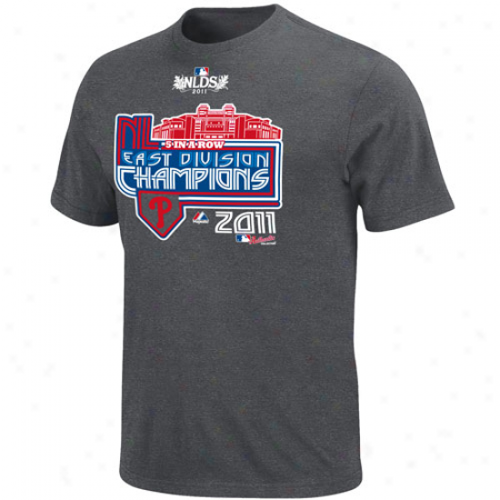 Majestic Philadelphia Phillies 2011 Nl East Partition Champions Clubhouse Locker Room T-shirt - Charcoal