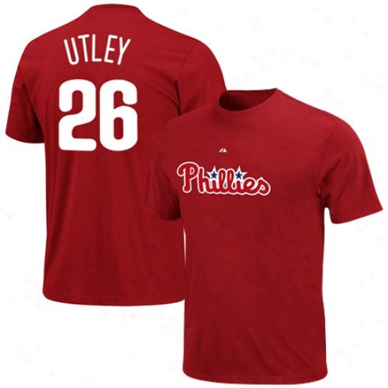 Majestic Philadelphia Phillies #26 Pursuit Utley Applique Premium T-shirt