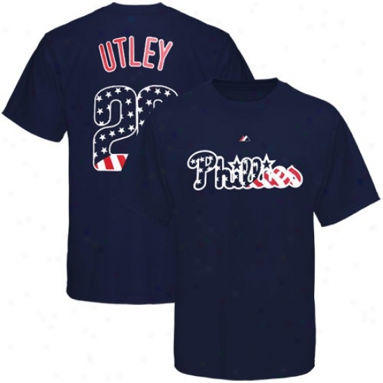 Majesti cPhiladelphia Phillies #26 Chase Utley Navy Blue Stars & Stripes Player T-shirt