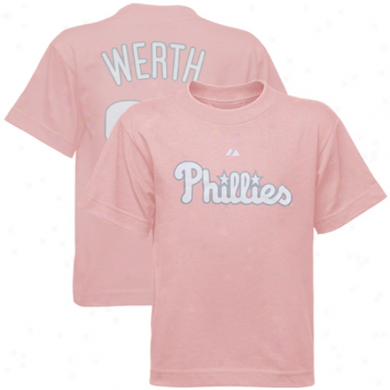 Majestic Philadelphia Phillies #28 Jayson Werth Youth Girls Pink Player T-shirt