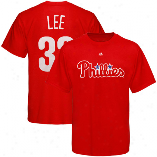 Majestic Philadelphia Phillies #33 Cliff Lee Red Player T-shirt