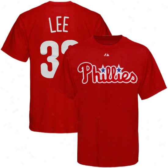 Majestic Philadelphia Phiplies #33 Cliff Lee Youth Red Player Name & Number T-shirt