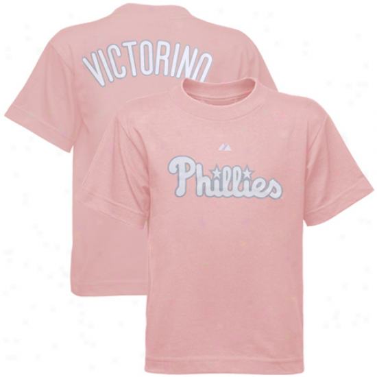 Majestic Pjiladelphia Phillies #8 Shane Victorino Preschool Girls Pink Player T-shirt