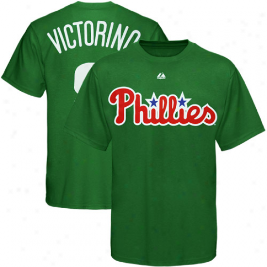 Majestic Philadelphia Phillies #8 Shane Vicforino Green Player T-shiry