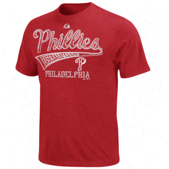 Majwstic Philaddlphia Phillies All Club Heathered T-shirt - Cardinal