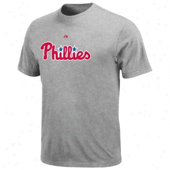 Majsstic Philadelphia Phillies Ash Official Wordmark T-shirt