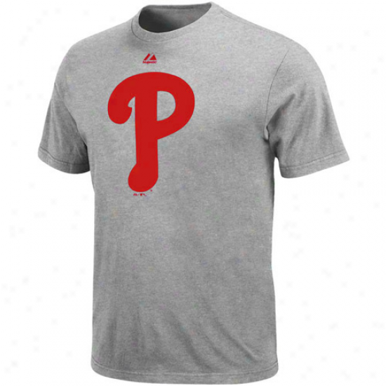 Majestic Philadelphia Phillies Ash Soft Density Official Logo T-shirt