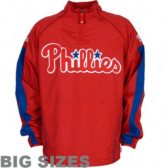 Majestic Philadelphia Phillies Big Sizes Red Cool Base Gamer Quqrter-zip Performance Jacket