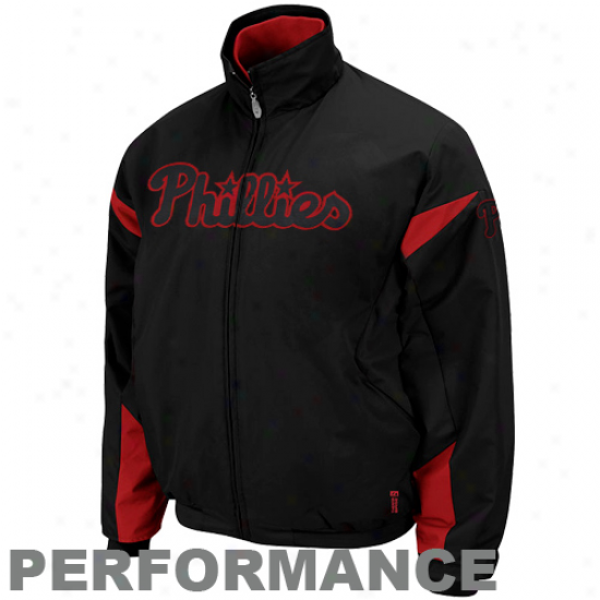 Majestic Philadelphia Phillies Black Therma Base Triple Peak Premier Full Zip Jacket