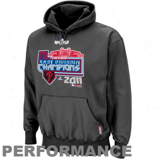 Majestic Philadelphia Phillies Charcoal 2011 Nl East Partition Champions Clubhouse Performance Pullover Hoodie Sweatshirt