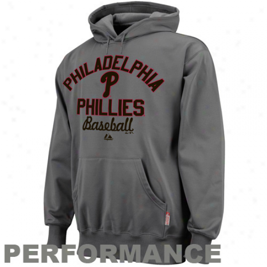 Majestic Philadelphia Philliees Charcoal Sharp Game Performance Pullover Hoodie Sweatshirt
