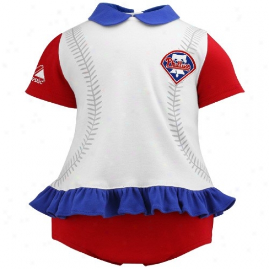 Majestic Philadelphia Phillies Infant Girls White-red Top & Bloomers Set