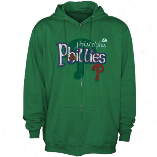 Majestic Philadelphia Phillies Kelly Green Celtic Catch Full Zip Hoody Sweatshirt