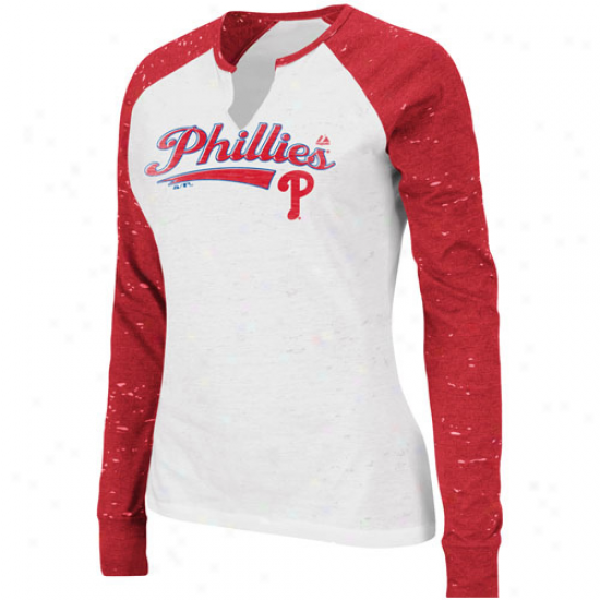 August Philadelphia Phillies Ladies League Special Long Sleeve Premium T-shirt - White-red