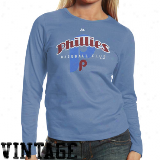 Majestic Philadelphia Phillies Ladies Light Blue Cooperston Circus Catch Long Sleeve T-shirt
