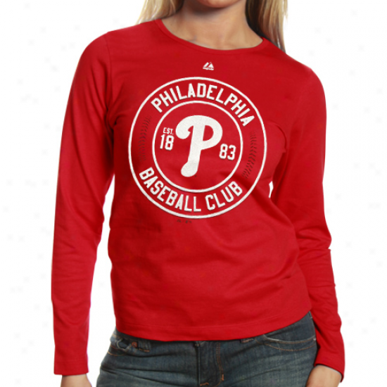 Majestic Philadelphia Phillies Ladies Pro Sports Baseball Average T-shirt - Red